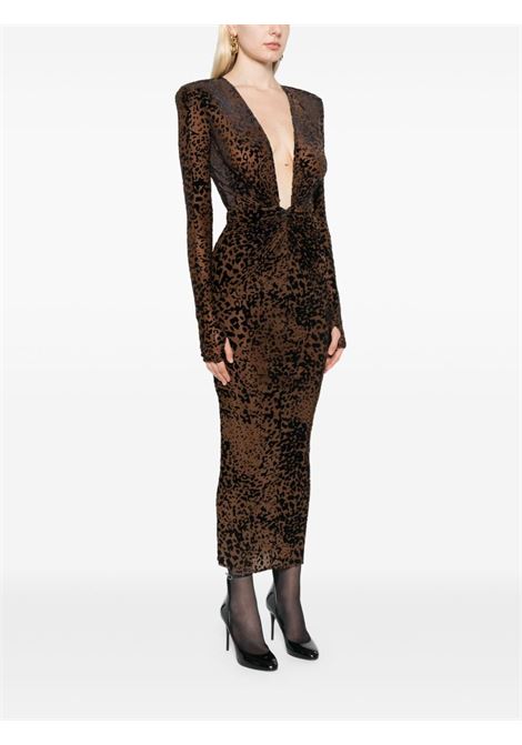 Abito midi con stampa leopardata in marrone Alex perry - donna ALEX PERRY | D1366TBCC